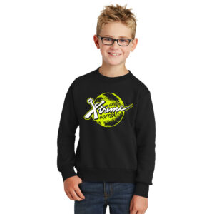 Green Xtreme Youth Fleece Crewneck Sweatshirt-Black