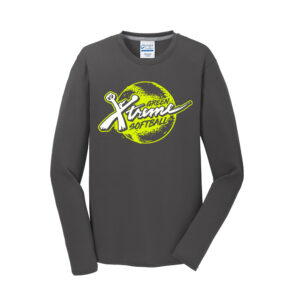 Green Xtreme Men  Long Sleeve Essential Blended Performance Tee-Charcoal Grey