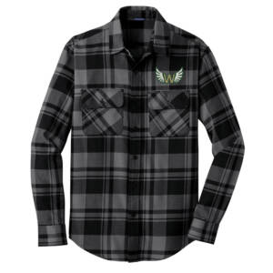 West Track CC Port Authority Plaid Flannel Shirt Men-Grey Black