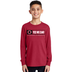 Jefferson Youth Cotton Long Sleeve T Shirt – RED