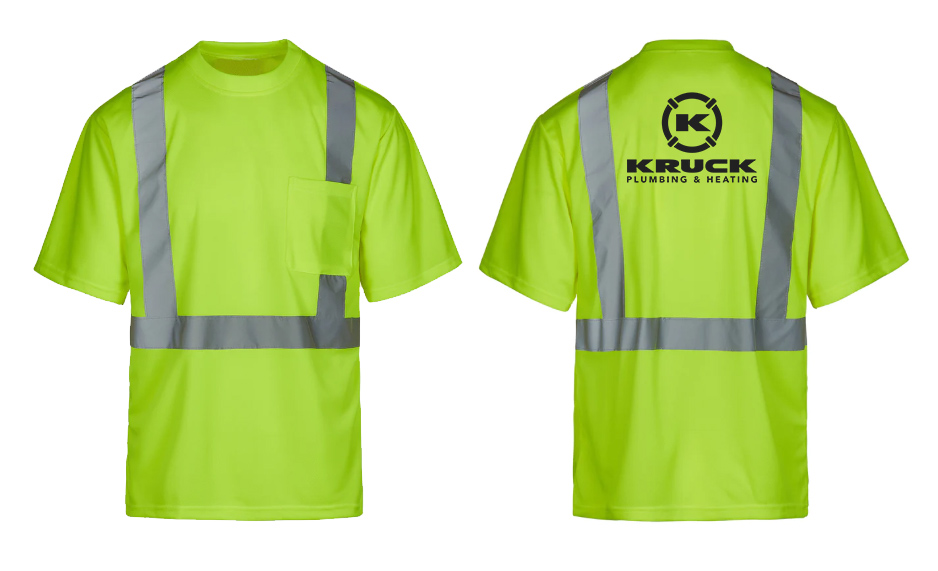 Kruck Class 2 Hi Vis Safety Green Short Sleeve moisture wicking  T-shirt with pocket-Safety Green