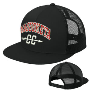 Maq CC Sport Tek 5-Panel Classic Trucker Mesh Back Cap w/snap back closure-Black/Black