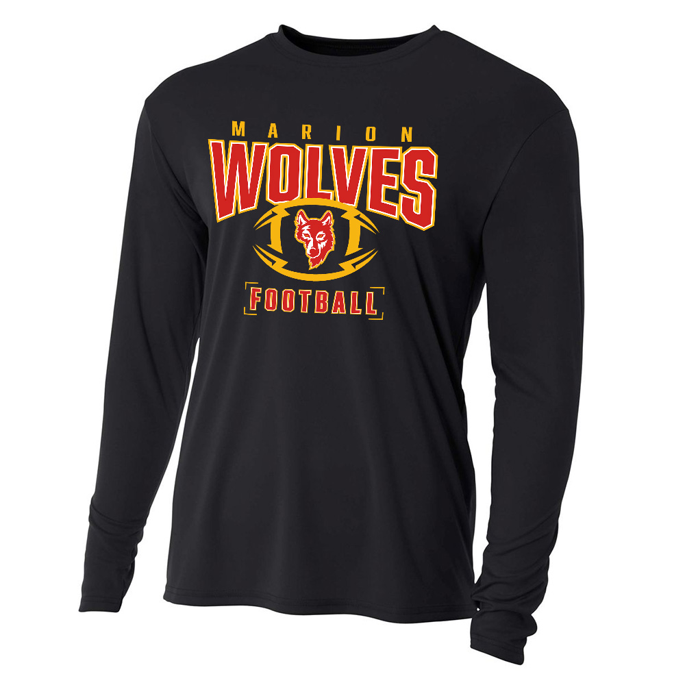 Marion FB Adult Cooling Performance long sleeve Crew Tee-Black