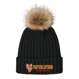 Marion FB Port Authority Faux Fur Pom Beanie-Black
