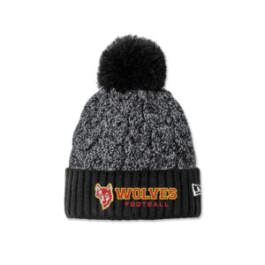 Marion FB New Era Marled Knit Pom Beanie-Black/Graphite/White