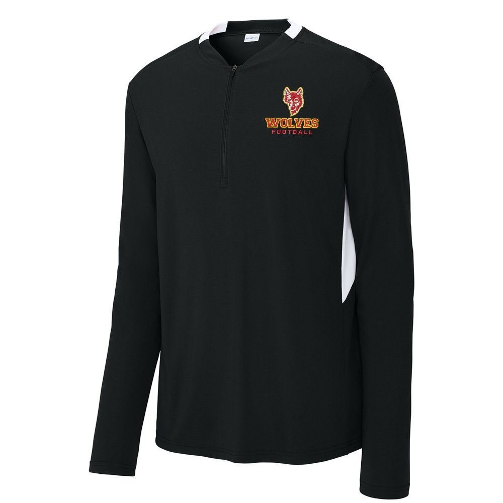 Marion FB Sport Tek Men Club 1/4 Zip Pullover-Black/White