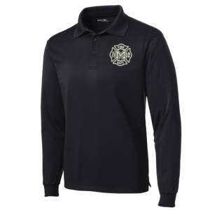 Monticello Fire Sport-Tek Men – Long Sleeve Micropique Sport-Wick Polo-Black