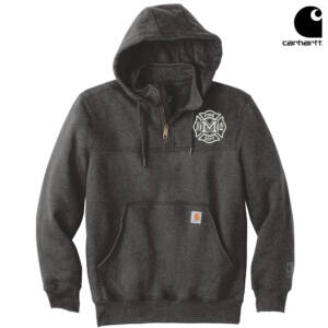 Monticello Fire Carhartt Adult Rain Defender Paxton Heavyweight Hooded Zip Mock Sweatshirt-Carbon Heather
