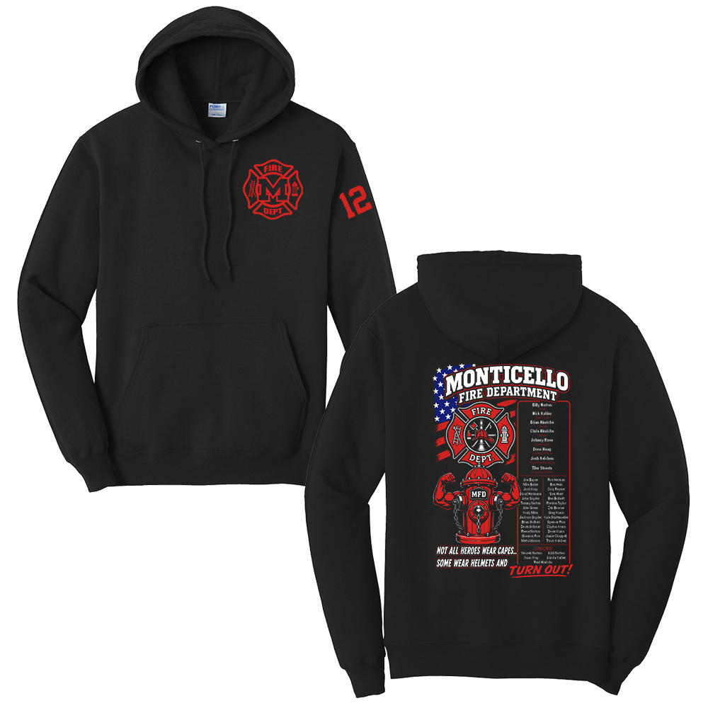 Monticello Fire Unisex Fleece Hooded Sweatshirt-Black