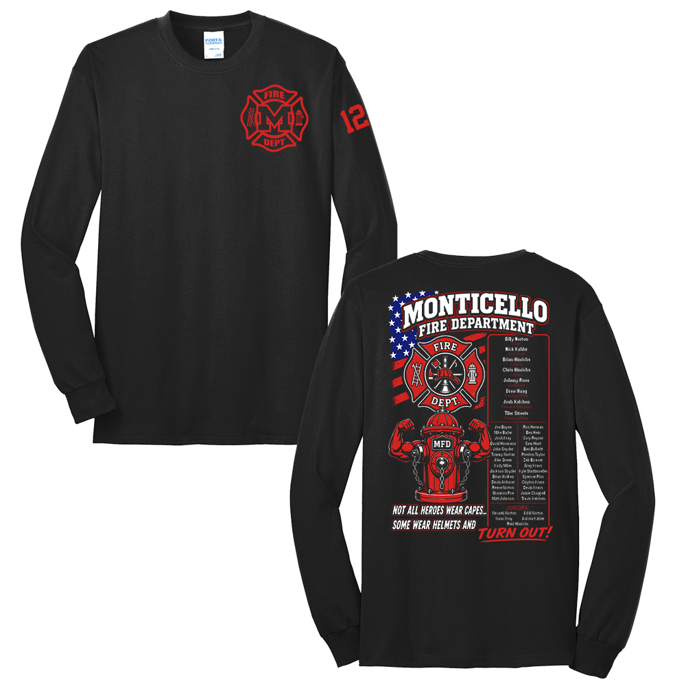 Monticello Fire Unisex Long Sleeve Tee-Black