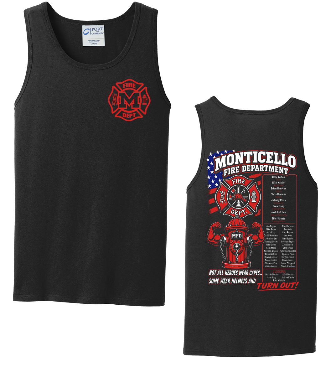 Monticello Fire Men Core Cotton Tank Top-Black