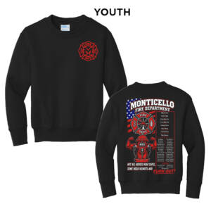 Monticello Fire Youth Fleece Crewneck Sweatshirt-Black