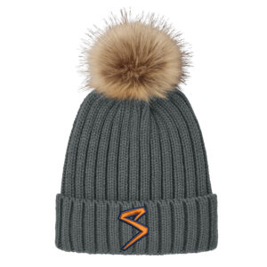 Sluggers Softball Port Authority Faux Fur Pom Beanie – StormGrey