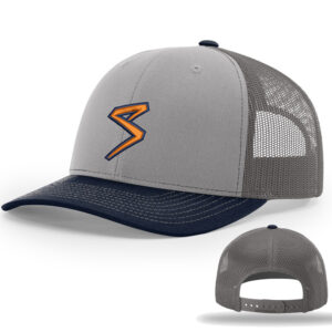 Sluggers Softball Richardson Pro Crown Mesh Back solid color Adjustable back Tri Color Cap-Grey/Charcoal/ Navy