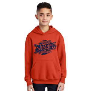 Sluggers Softball Youth Fleece Hooded Sweatshirt-Orange