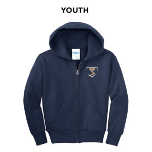 Sluggers Softball Youth core fleece full zip hooded sweatshirt -Navy