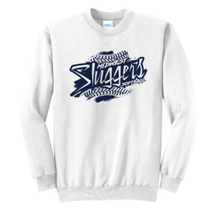 Sluggers Softball Unisex Core Fleece Crewneck Sweatshirt – White