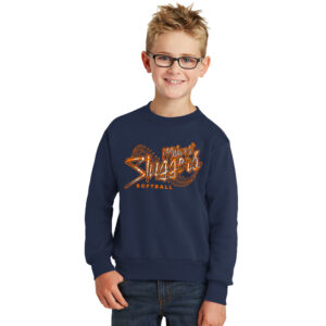 Sluggers Softball  Youth Crewneck Sweatshirt -Navy