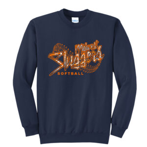 Sluggers Softball Unisex Core Fleece Crewneck Sweatshirt – Navy
