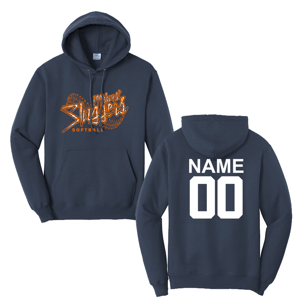 Sluggers Softball Unisex Classic Core weight Cozy Pullover Hooded Sweatshirt - Navy