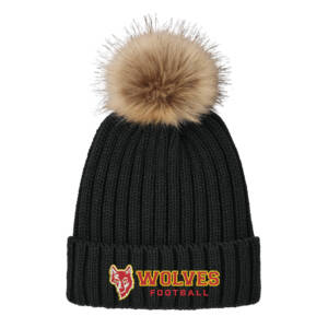 Marion Football Port Authority Faux Fur Pom Beanie – DeepBlack