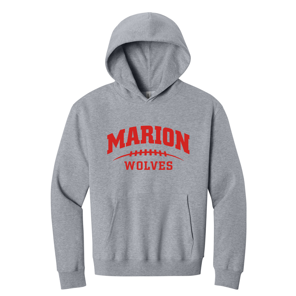 Marion Football BELLA CANVAS Unisex 10 Ounce Heavyweight Pullover Hoodie - AthleticHeather 3D PUFF