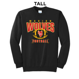 Marion Football  TALL Ultimate Crewneck Sweatshirts – Black