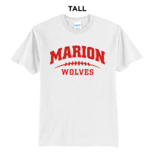 Marion Football  Tall Core Blend short Sleeve T Shirts – White