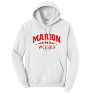 Marion Football Unisex Classic Core weight Cozy Pullover Hooded Sweatshirt-White