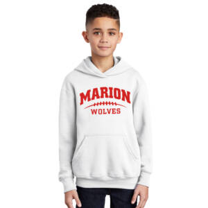 Marion Football Youth Hooded Sweatshirt – White