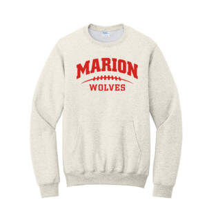 Marion Football Unisex Core Fleece Crewneck Pocket Sweatshirt -Oatmeal Heather