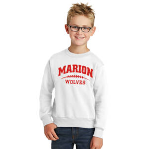 Marion Football Youth Crewneck Sweatshirt – White