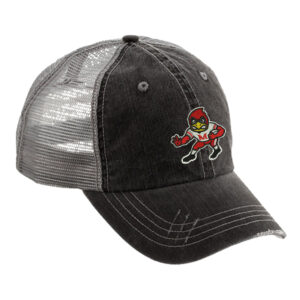 Maquoketa FB Washed Herringbone Cotton distressed Twill Trucker Cap-Black/Grey