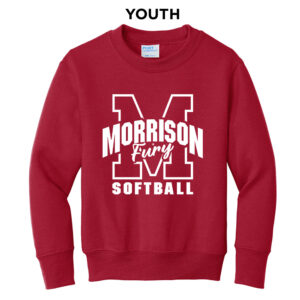 Morrison Fury Youth Fleece Crewneck Sweatshirt-Red