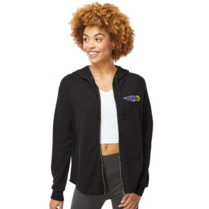 Morrison Fury Women’s California Wave Wash Full-Zip Hooded Sweatshirt-Black