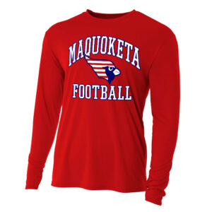 Maq JR Football Adult Cooling Performance long sleeve Crew Tee-Scarlet