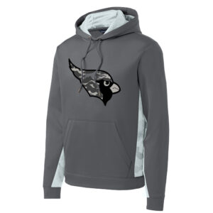 Maq JR Football Sport Tek Sport Wick CamoHex Colorblock Hooded Pullover Men-Dark Smoke Grey/White