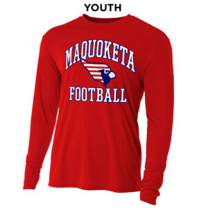 Maq JR Football Youth Cooling Performance long sleeve Crew Tee-Scarlet