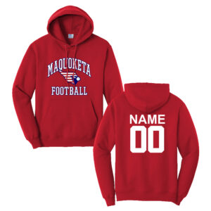 Maq JR Football Unisex Classic Core weight Cozy Pullover Hooded Sweatshirt-Red