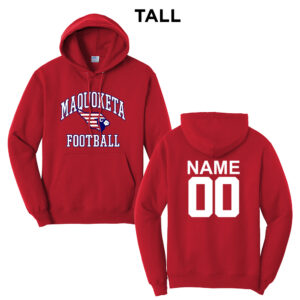 Maq JR Football Tall Fleece Hooded Sweatshirt-Red