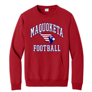 Maq JR Football Unisex Core Fleece Crewneck Pocket Sweatshirt-Red