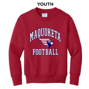 Maq JR Football Youth Fleece Crewneck Sweatshirt-Red