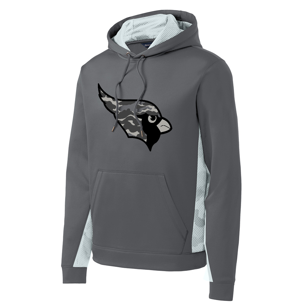Maq JR Football Sport Tek Sport Wick CamoHex Colorblock Hooded Pullover Men-Dark Smoke Grey/White