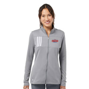 Morrison Volleyball Adidas Women’s 3-Stripes Double Knit Full Zip pullover-Grey Three/White