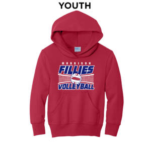 Morrison Volleyball  Youth Hooded Sweatshirt -red