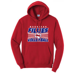 Morrison Volleyball Unisex Classic Core weight Cozy Pullover Hooded Sweatshirt -Red