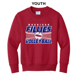 Morrison Volleyball  Youth Crewneck Sweatshirt -Red