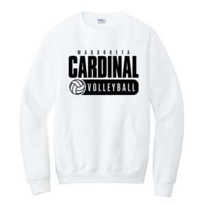 Maquoketa Volleyball Unisex Core Fleece Crewneck Pocket Sweatshirt – White