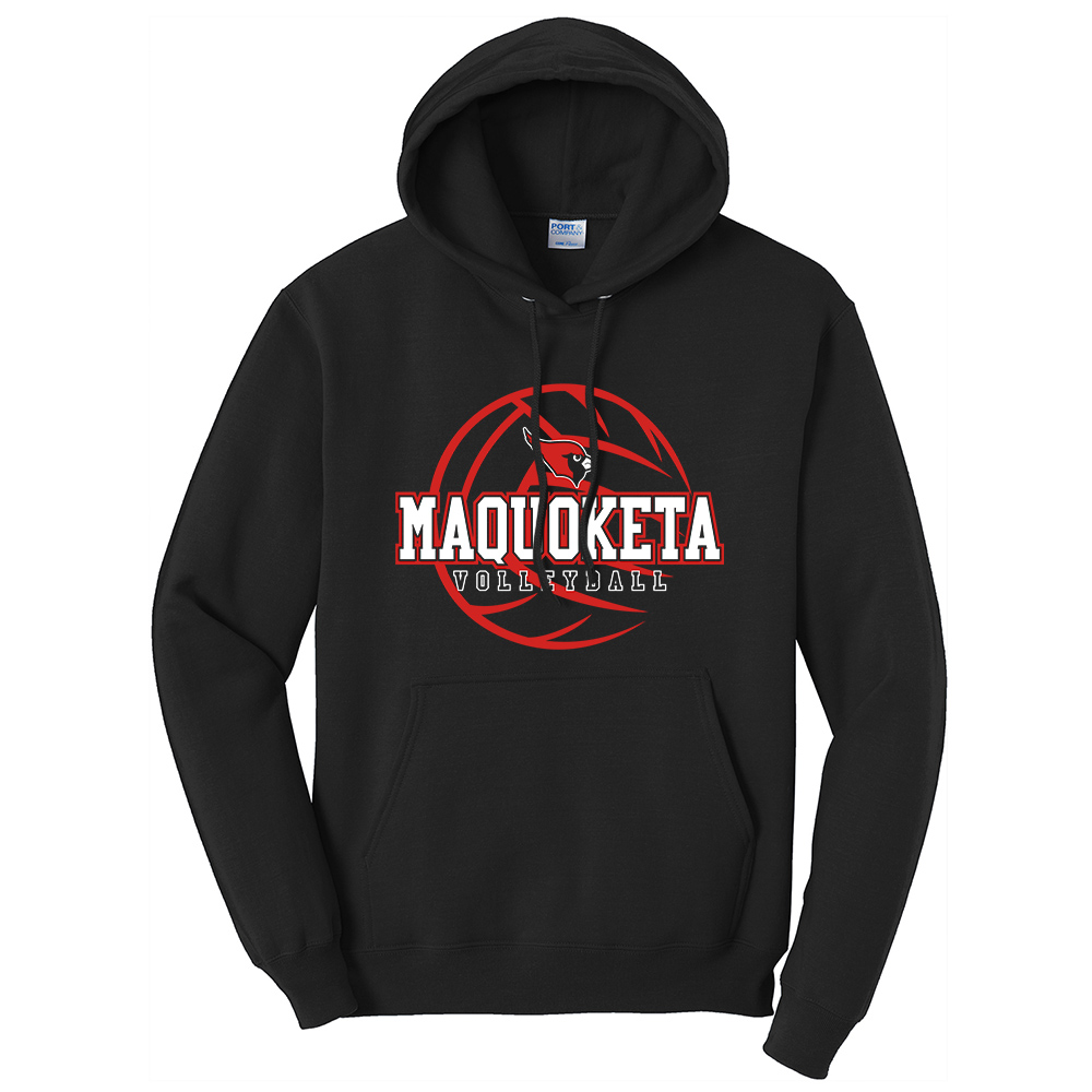 Maquoketa Volleyball Unisex Classic Core weight Cozy Pullover Hooded Sweatshirt -Black