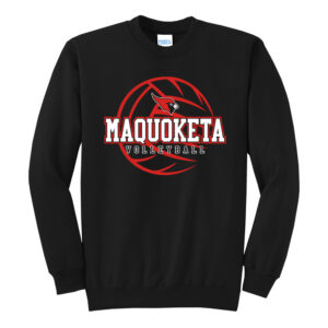 Maquoketa Volleyball Unisex Core Fleece Crewneck Sweatshirt -Black
